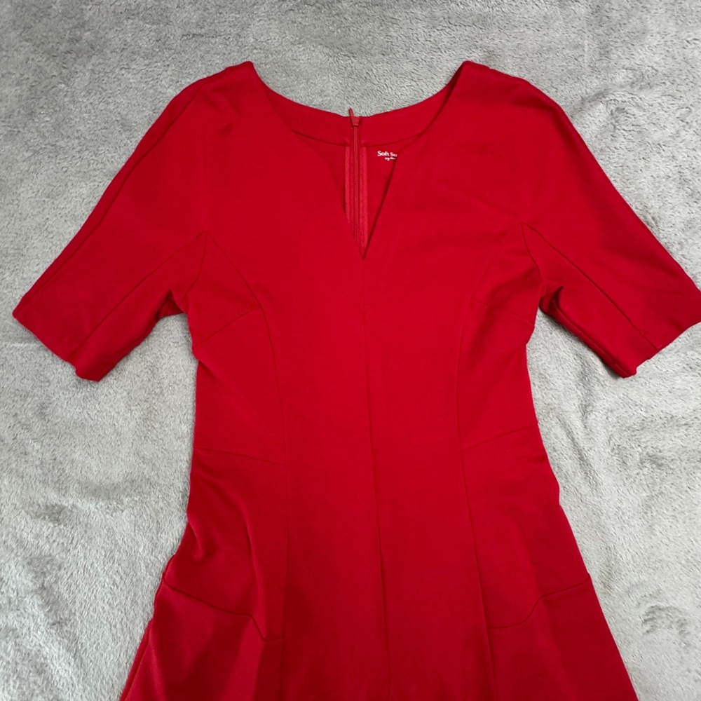 Soft Surroundings Dress Women's Size‎ 8 Red Short Sleeve Rear Zip - Picture 12 of 13